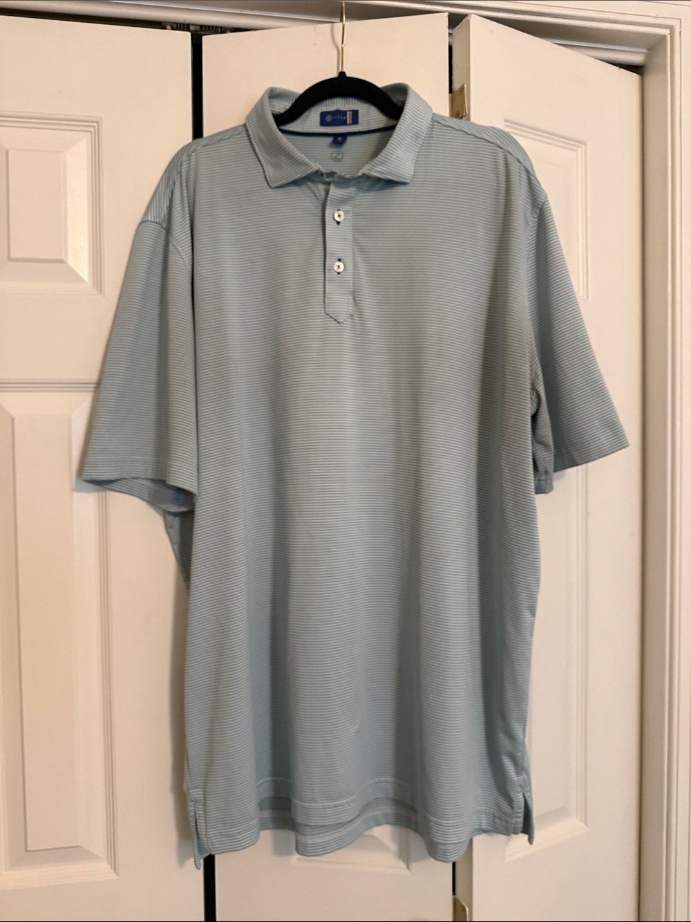 Stitch Men's Light Blue Striped Polo Shirt with Collar